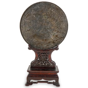 Japanese Bronze Table Mirror