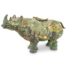 Chinese Bronze Rhinoceros Vessel