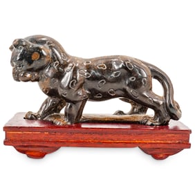 Antique Chinese Tiger Eye Leopard Sculpture