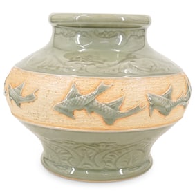 Japanese Hiraldo Celadon Porcelain Vase