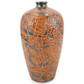 Chinese Stoneware Vase Decorated with Persimmon Blooms