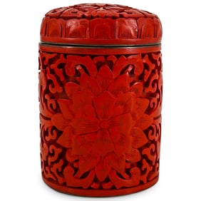 Chinese Cinnabar Lacquer Rounded Lidded Box
