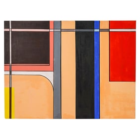 Abstract De Stijl Mondrian Inspired Oil On Canvas