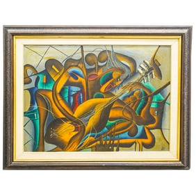 Gus Nall (1919-1995) Abstracted Oil On Canvas Painting