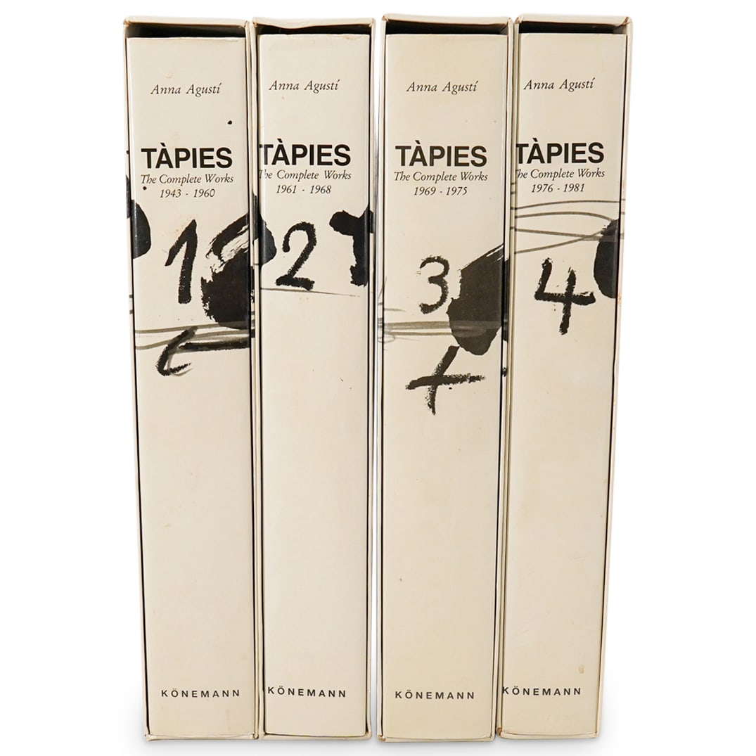 (4) Volumes Tapies The complete Works,: DESCRIPTION: (4) Volumes Tapies The complete Works, with slip cases, and jacket covers, illustrated. From 1943-1982, complied by Anna Agusti. published by Konemann Verlagsgesellschaft bbH Germany 1997