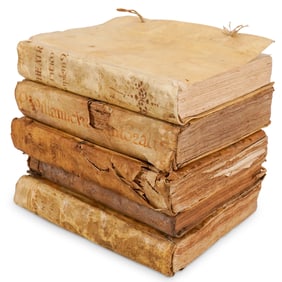 (5) 17th C. Vellum Bound Books