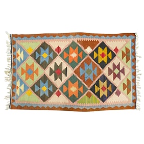 Middle Eastern Nomadic Tribal Wool Kilim Rug