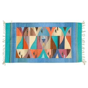 Latin American Fish Pattern Wool Rug