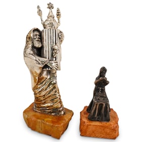 (2 Pc) Judaica Silver Overlay Figurines