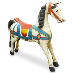 Vintage Hand Painted Large Size Wooden Horse