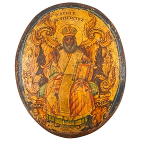 Antique Greek Orthodox Icon on Panel
