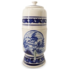 Latin American Blue And White Drink Dispensing Porcelain Cooler