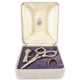 English 3-Pc Sterling Silver Sewing Kit
