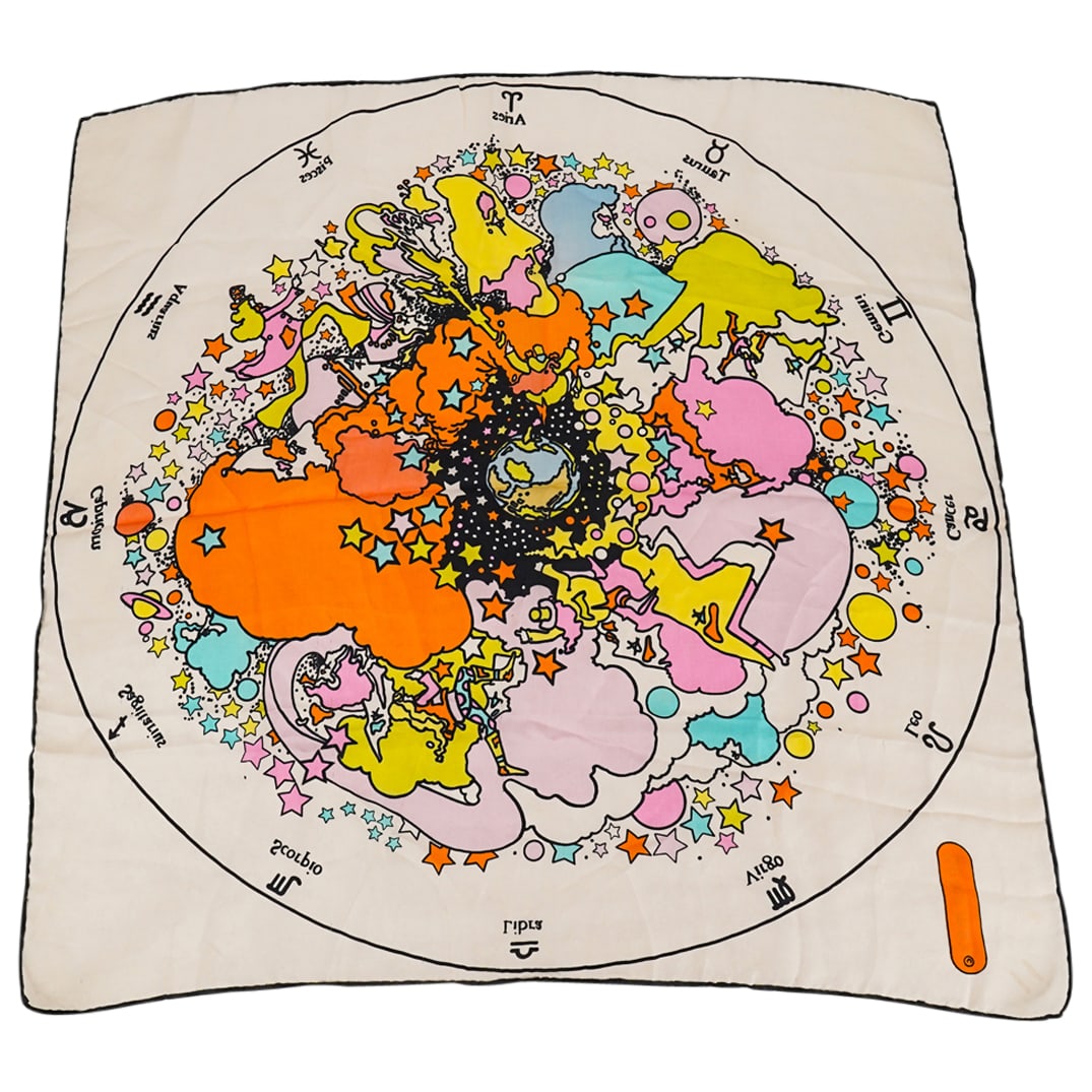 Peter Max Hand Rolled Zodiac Horoscope Silk Scarf (1 of 10)
