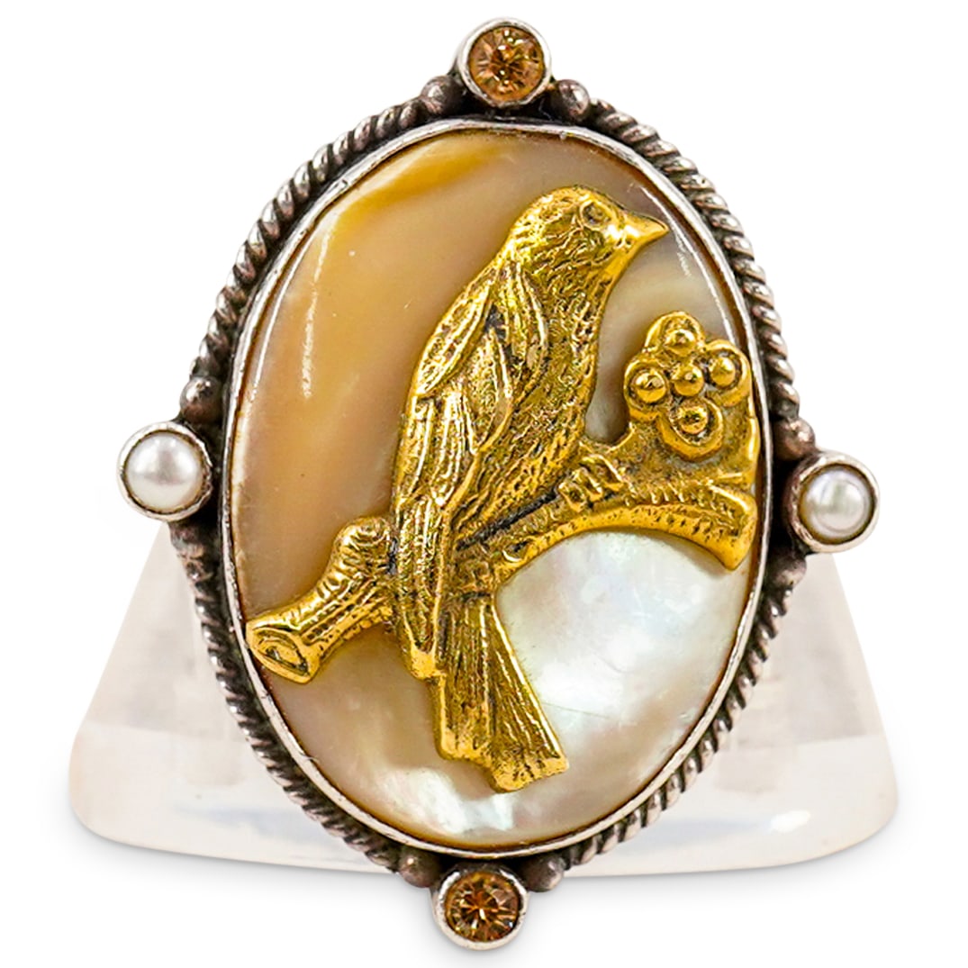 Sterling SIlver & Mother-Of-Pearl Cabochon Ring (1 of 4)