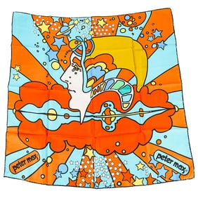 Peter Max Hand Rolled Psychedelic Pop Art Silk Scarf