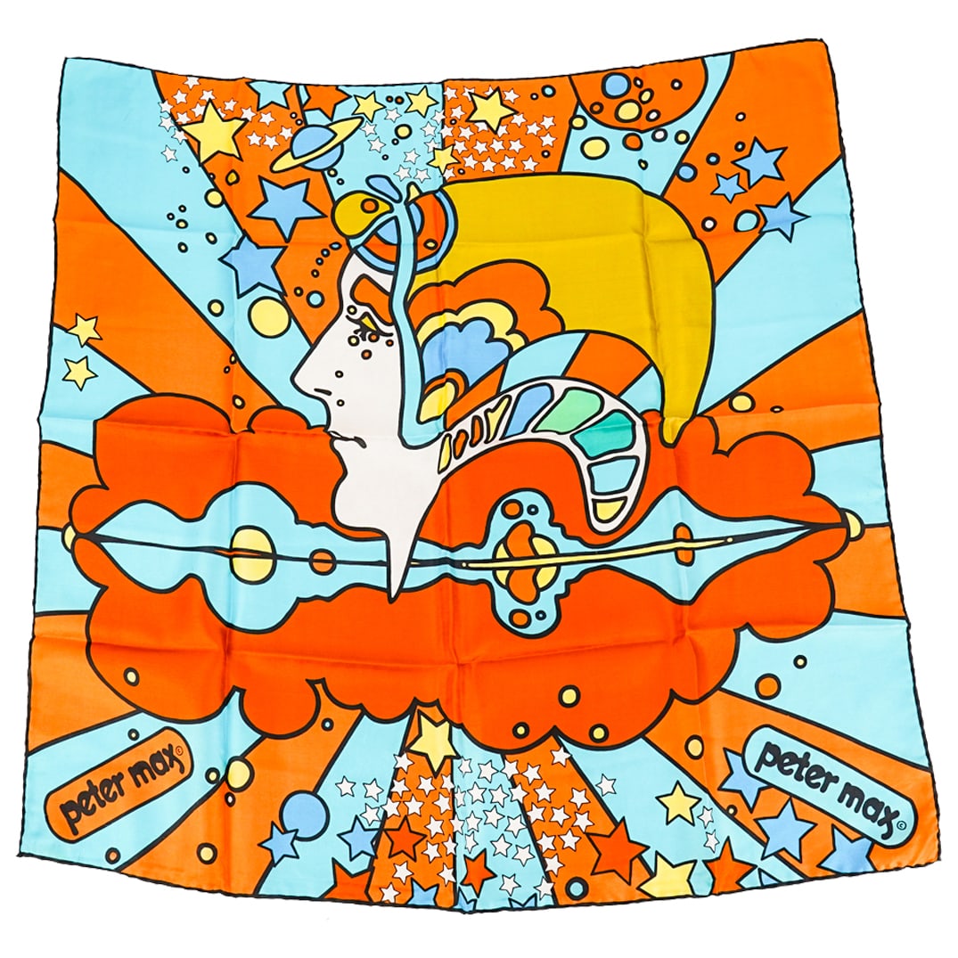 Peter Max Hand Rolled Psychedelic Pop Art Silk Scarf (1 of 6)
