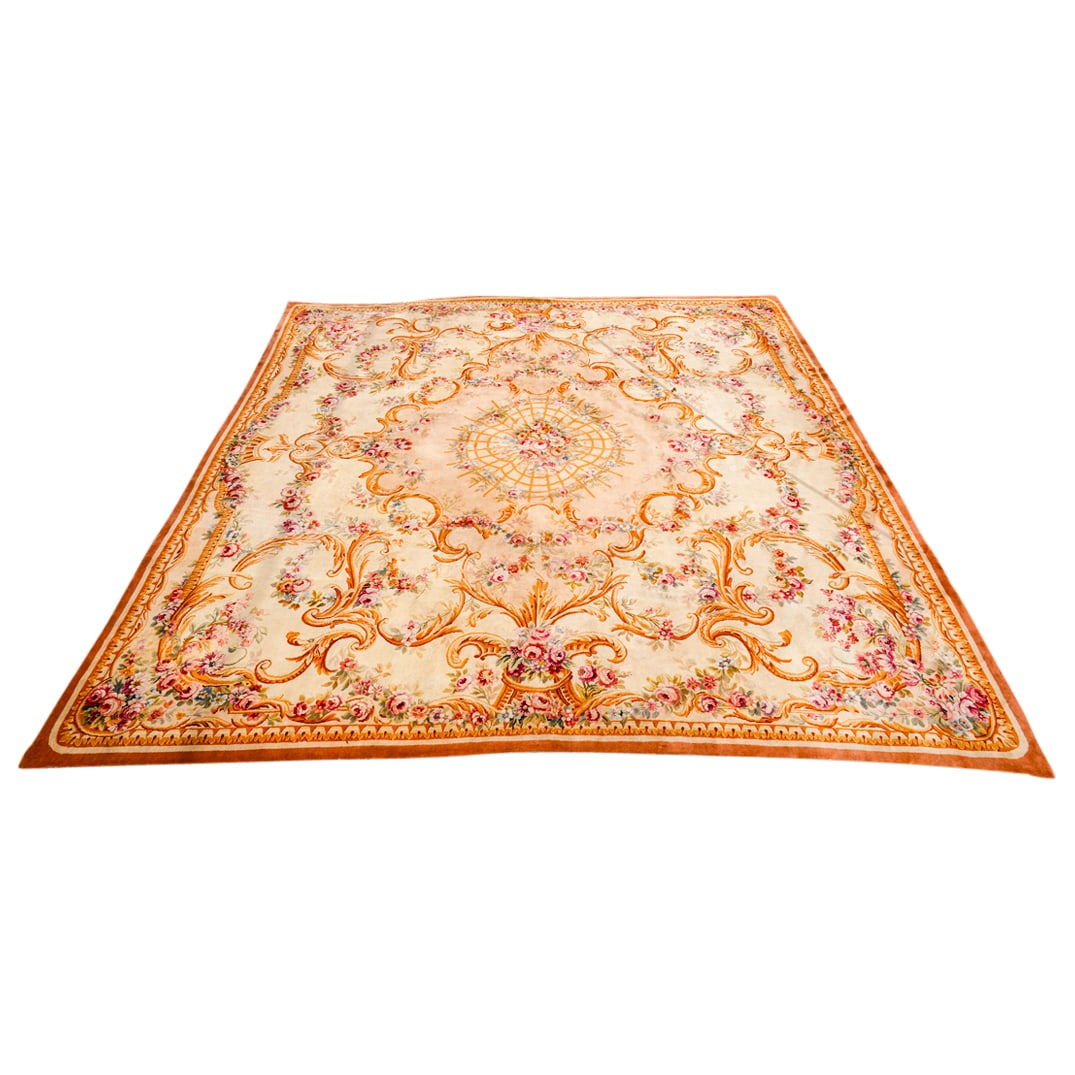 Large Antique Aubusson Wool Area Rug (1 of 5)