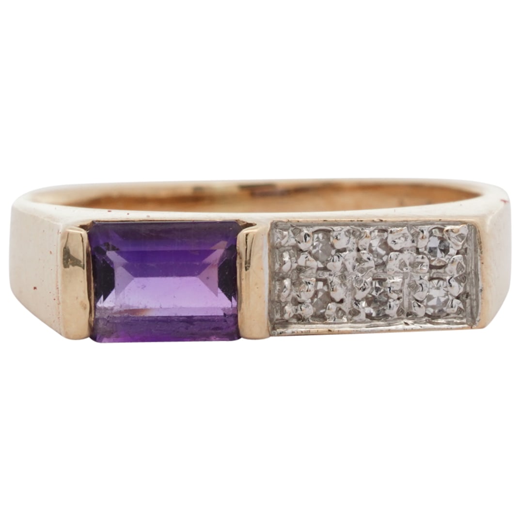 Retro 14k Gold, Amethyst and Diamond Ring (1 of 3)