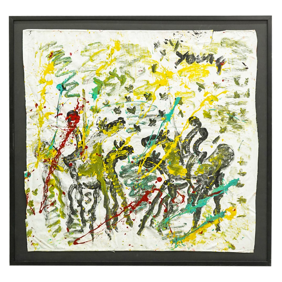 Purvis Young (American, 1943-2010) Mixed Media On Fabric (1 of 6)
