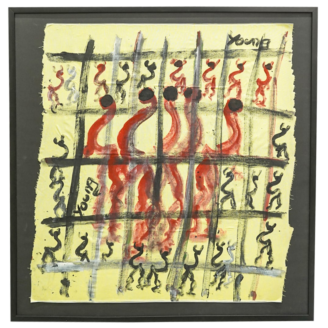 Purvis Young (American, 1943-2010) Mixed Media On Fabric (1 of 6)