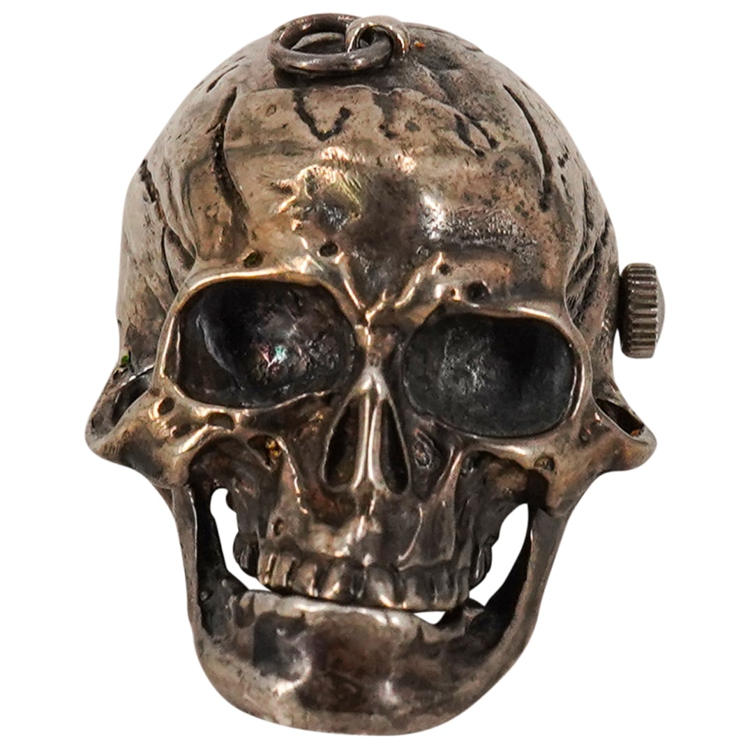 Sterling Silver Memento Mori Skull 'Rensie' Travel Clock (1 of 9)