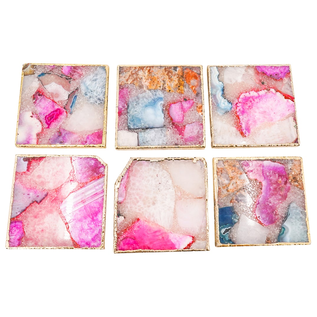 (6 Pc) Anna NY Designer Semi-Precious Gemstone Coasters Set (1 of 7)