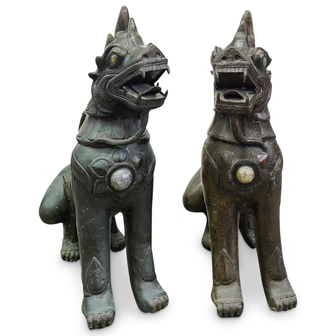 Large Pair Metal Foo Dog Sculptures (1 of 14)