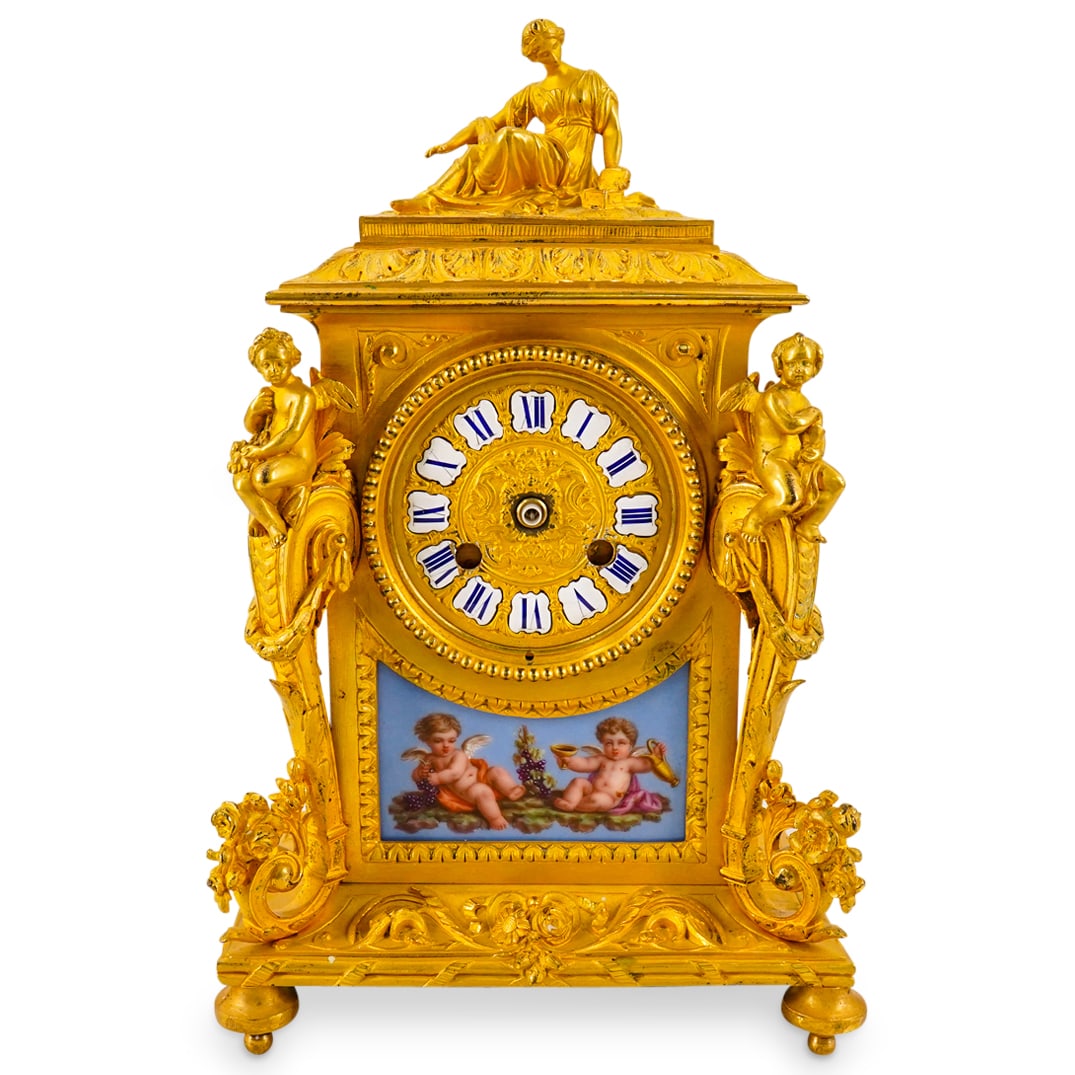 Antique Levy Freres Gilt Bronze & Porcelain Clock Case (1 of 15)