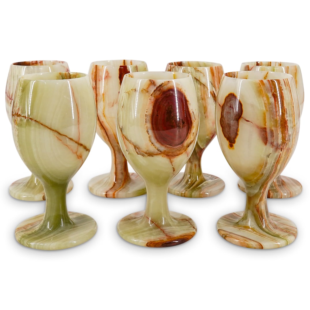 (7Pc) Natural Onyx Goblet Set (1 of 9)