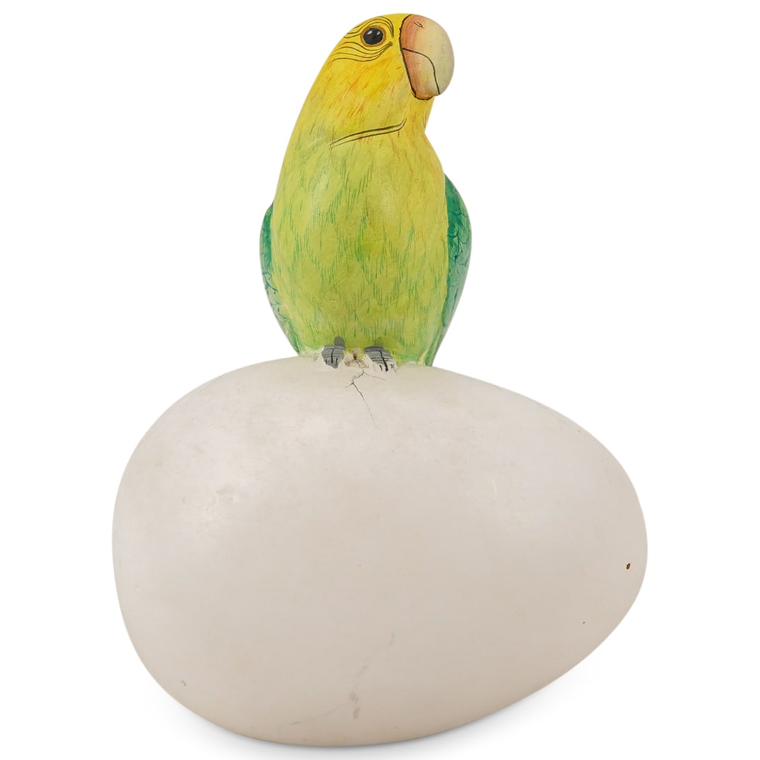 Signed Mexican Folk Art Ceramic Bird Hatching Egg Figurine (1 of 6)