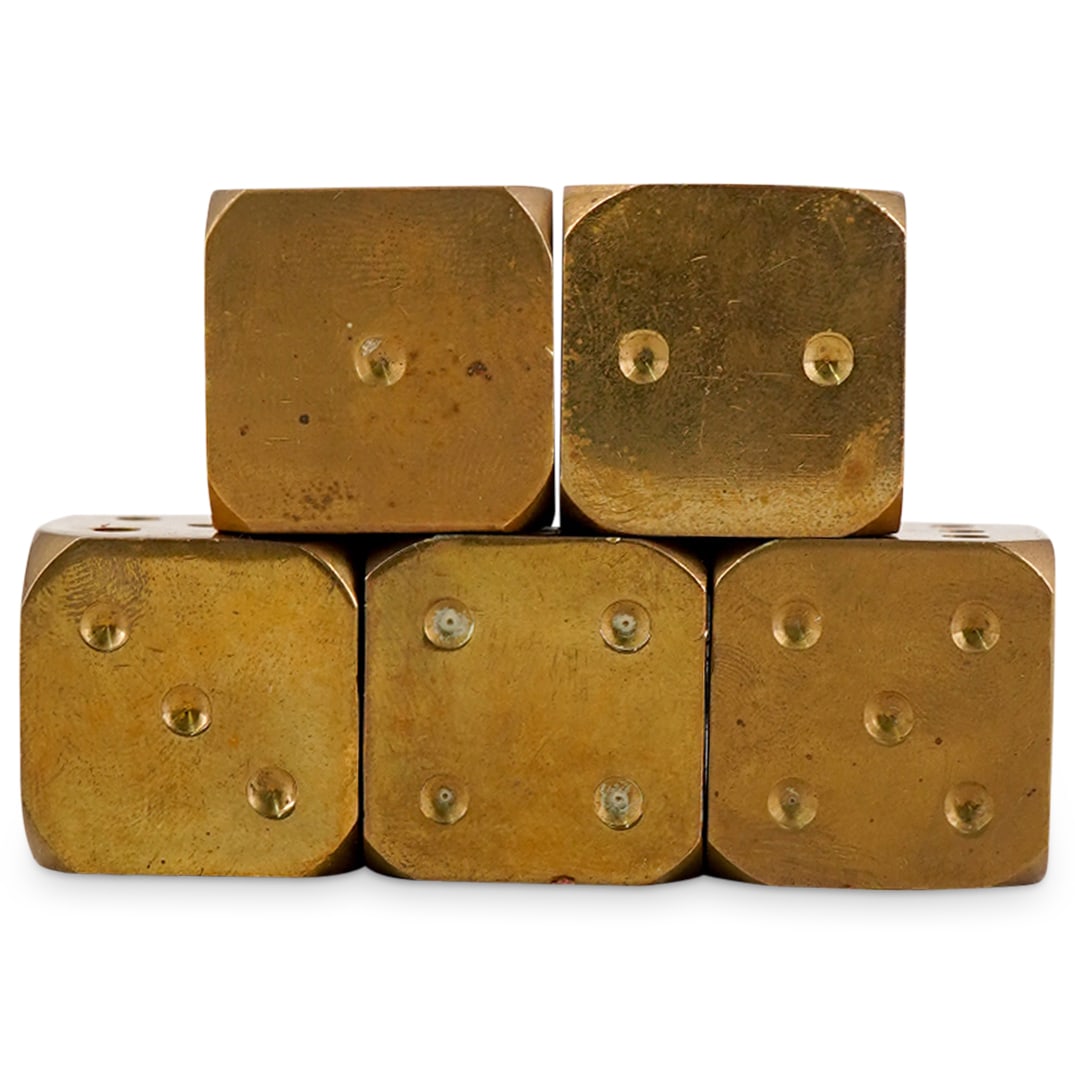 Mid Century Brass Dice Set Of Five (1 of 4)