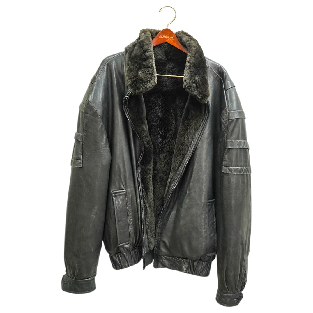 Men's Reversible Rex Fur & Black Leather Jacket (1 of 7)