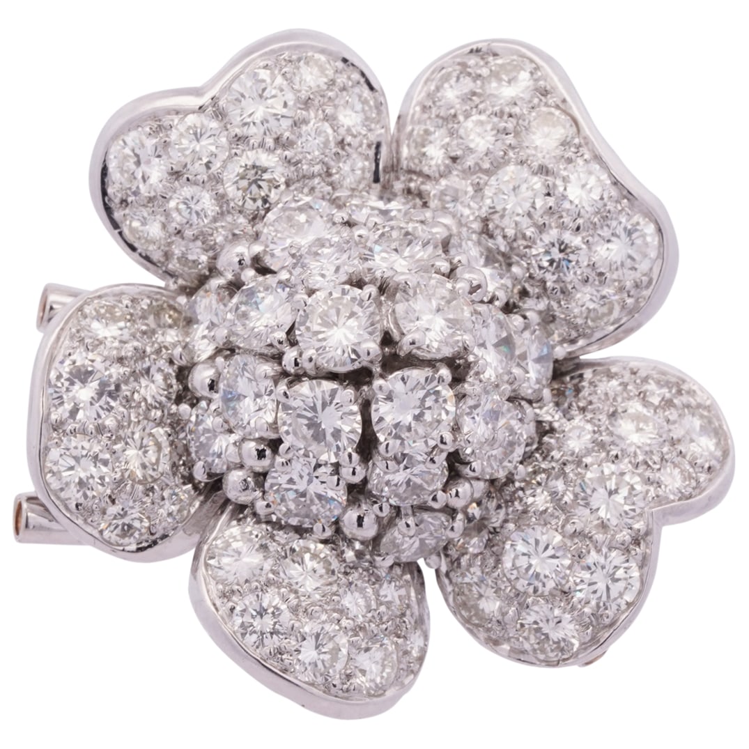 Platinum and 5.35ct Diamond Floral Brooch (1 of 3)