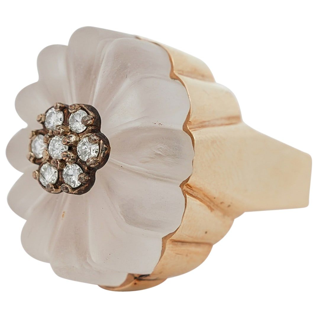 Vintage 14k Gold, Rock Crystal and Diamond Ring (1 of 8)