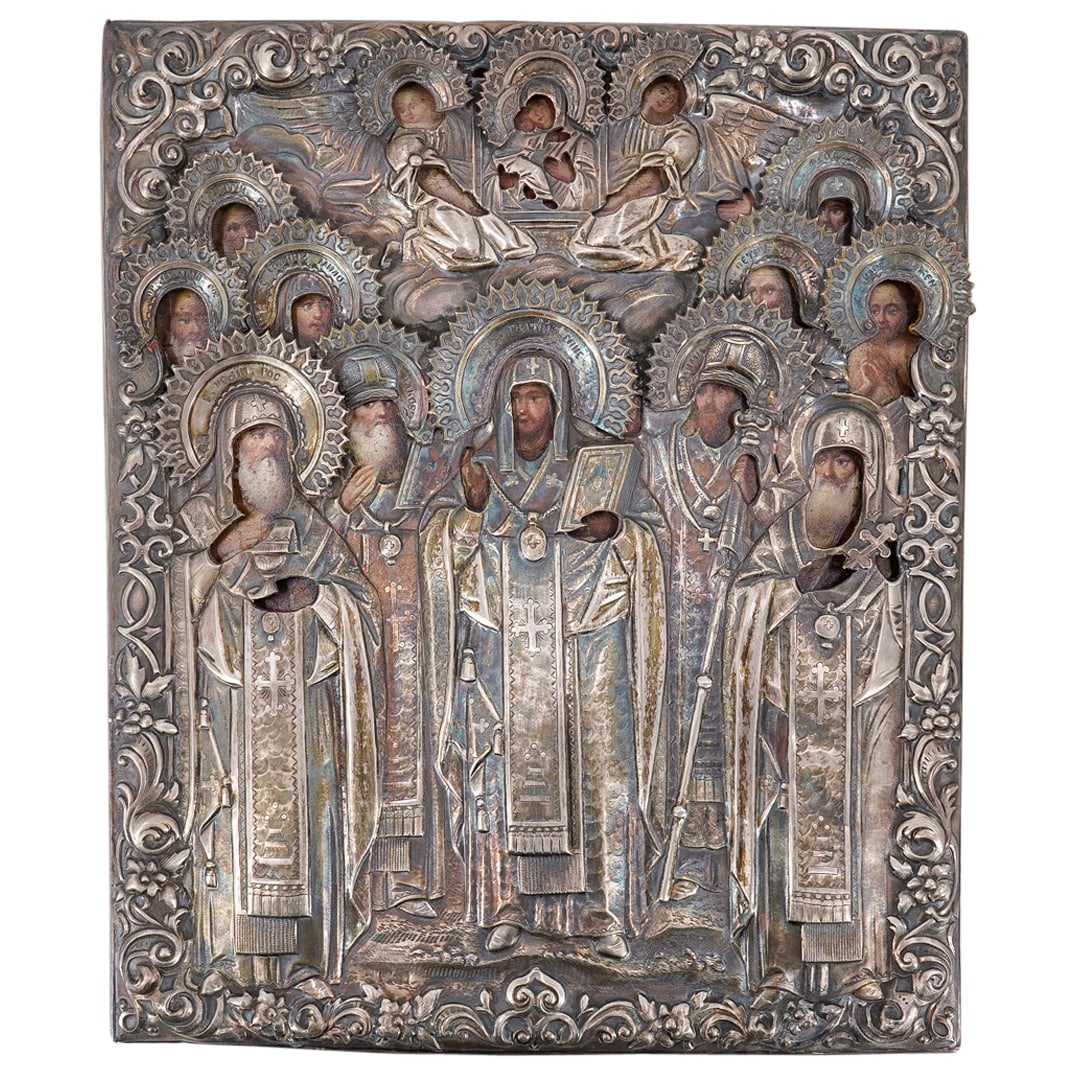 19th Century Russian Icon With 875 Silver Oklad (1 of 10)