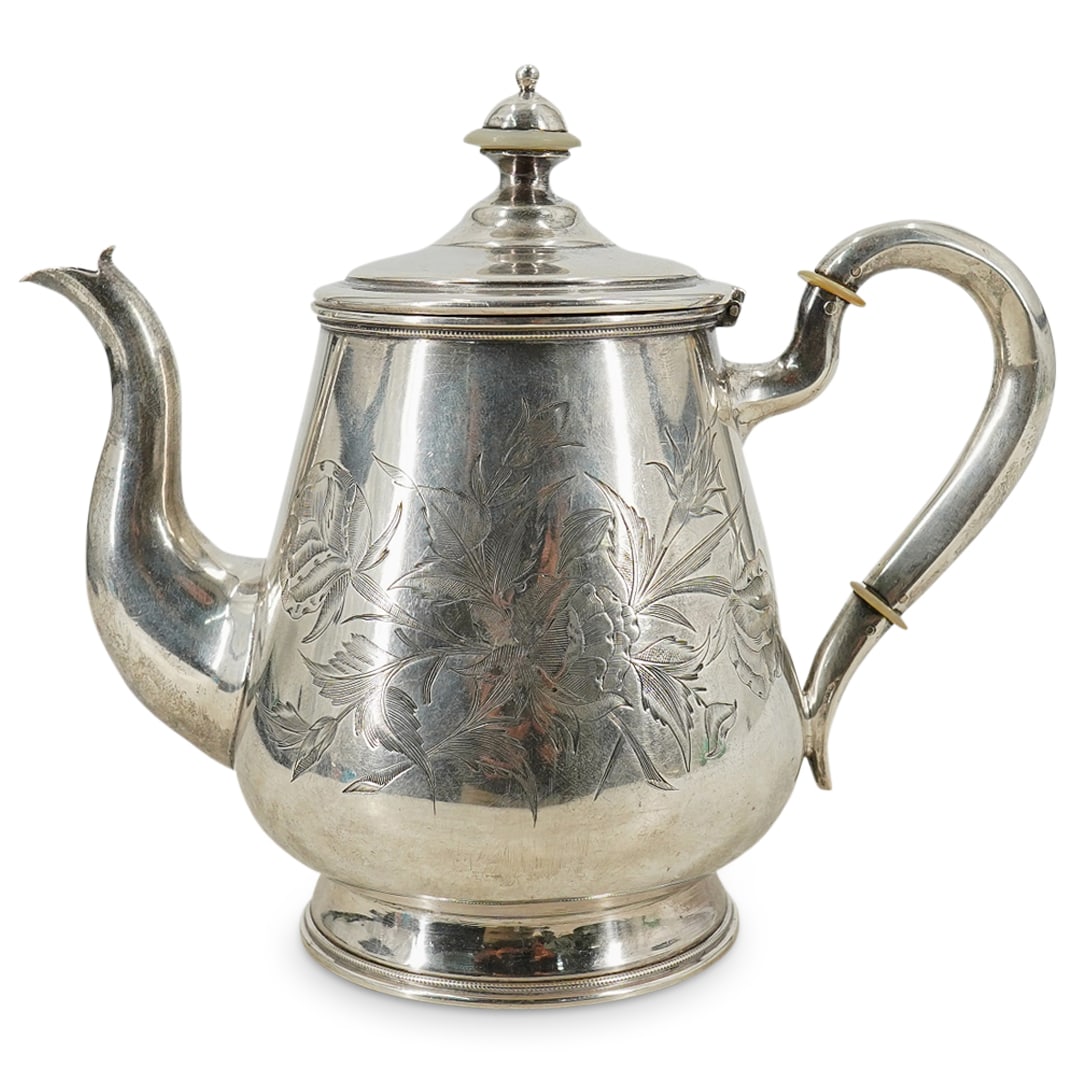 Antique Russian Etched V.T. Sokolov 875 Silver Teapot (1 of 12)