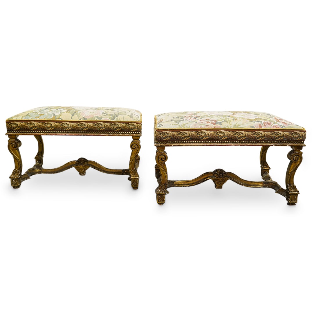Pair of French Carved Giltwood Benches (1 of 13)