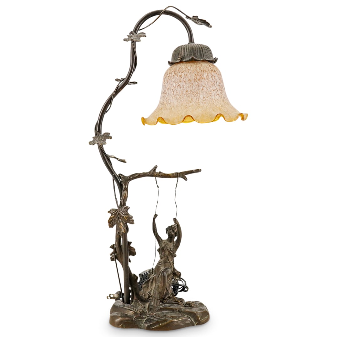 After Mathurin Moreau Figural Bronze Swing Lamp (1 of 8)