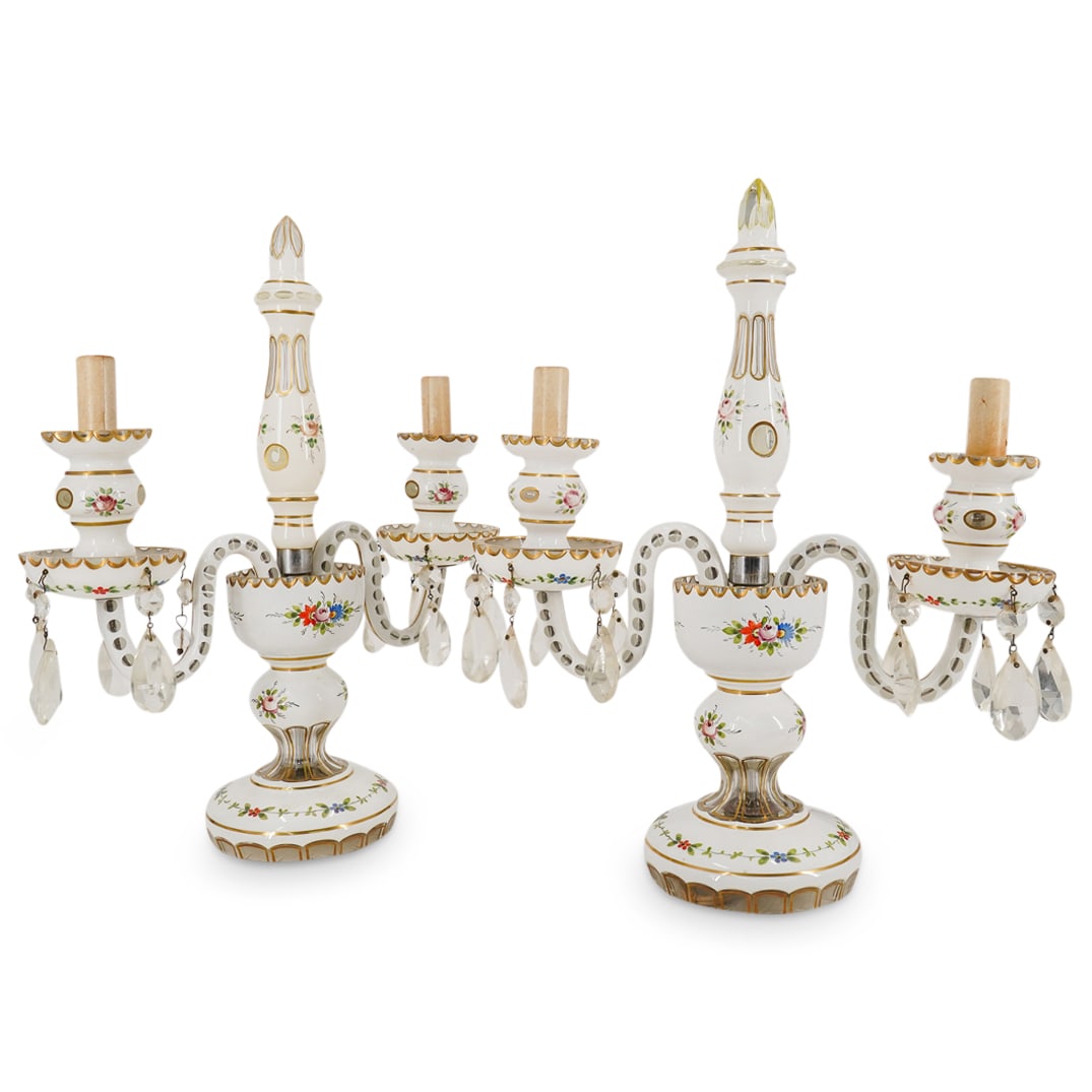 (2 Pc) Bohemian Cut To Clear Glass Table Lamps (1 of 9)