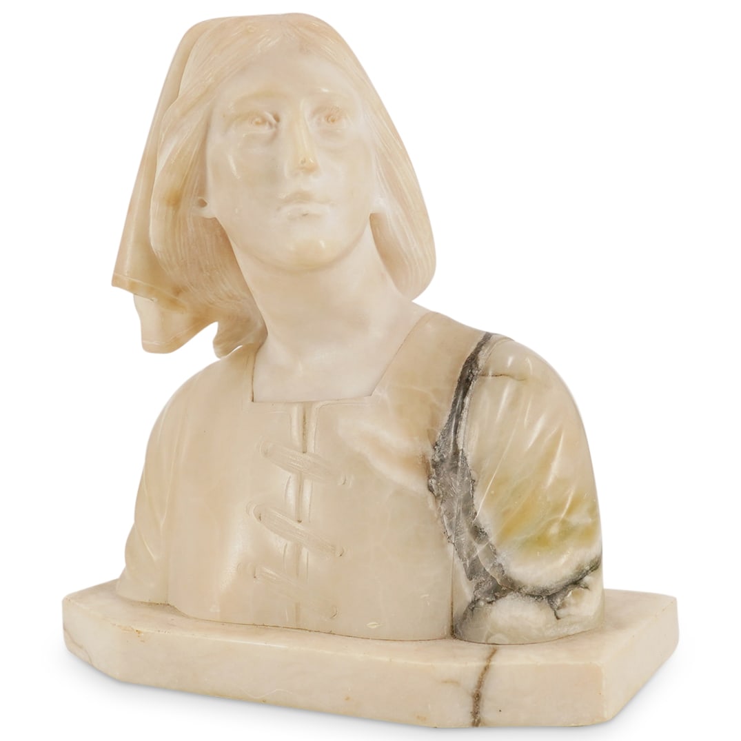 After Giuseppe Bessi (Italian, 1857) "Jeanne dâ€™Arc" Alabaster Bust Sculpture (1 of 6)
