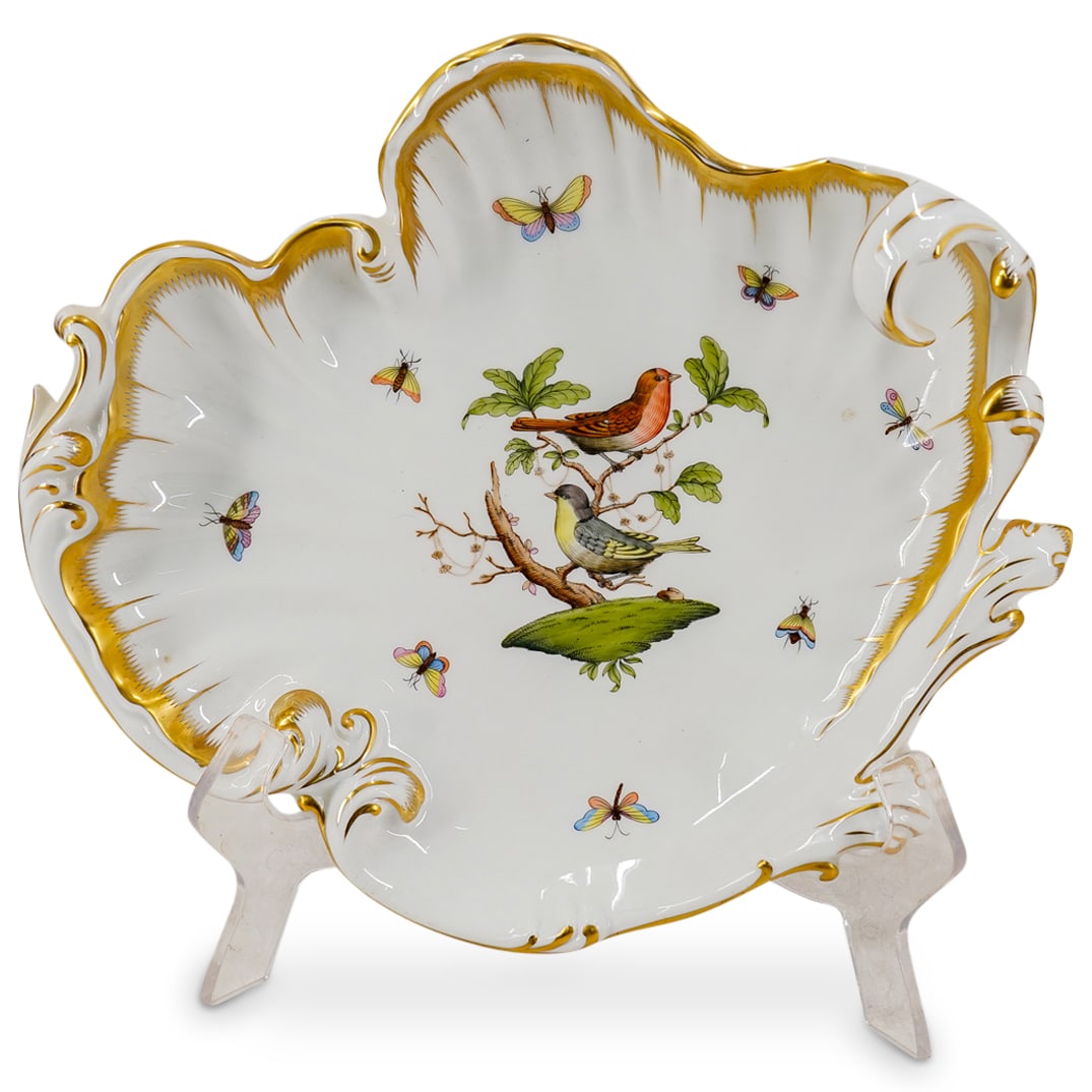 Herend Porcelain Rothschild Bird" Rococo/Wave Dish (1 of 6)