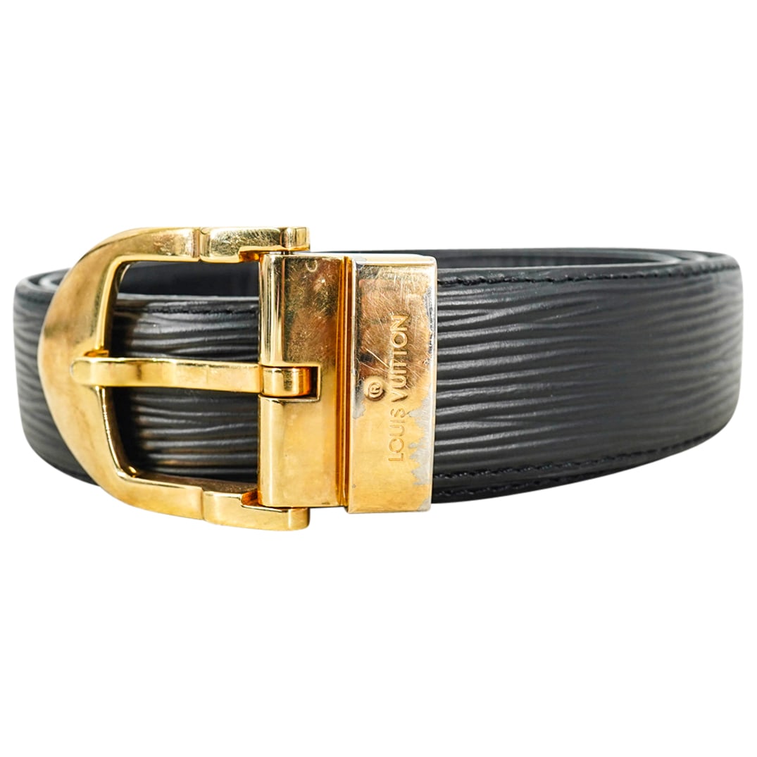 Vintage Louis Vuitton Ladies Black Belt W/ Gold Tone Buckle (1 of 3)