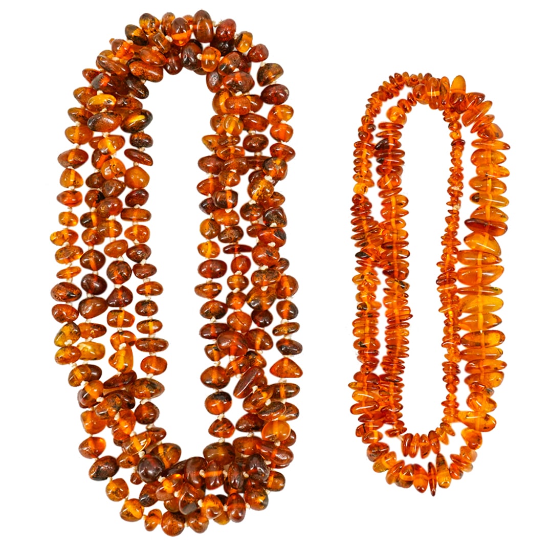 (2 Pc) Pair Of Baltic Amber Beaded Necklaces (1 of 5)