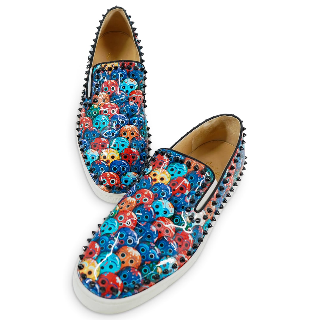 Vintage Christian Louboutin Loubiskull Patent Pik Boat Men's Shoes (1 of 12)