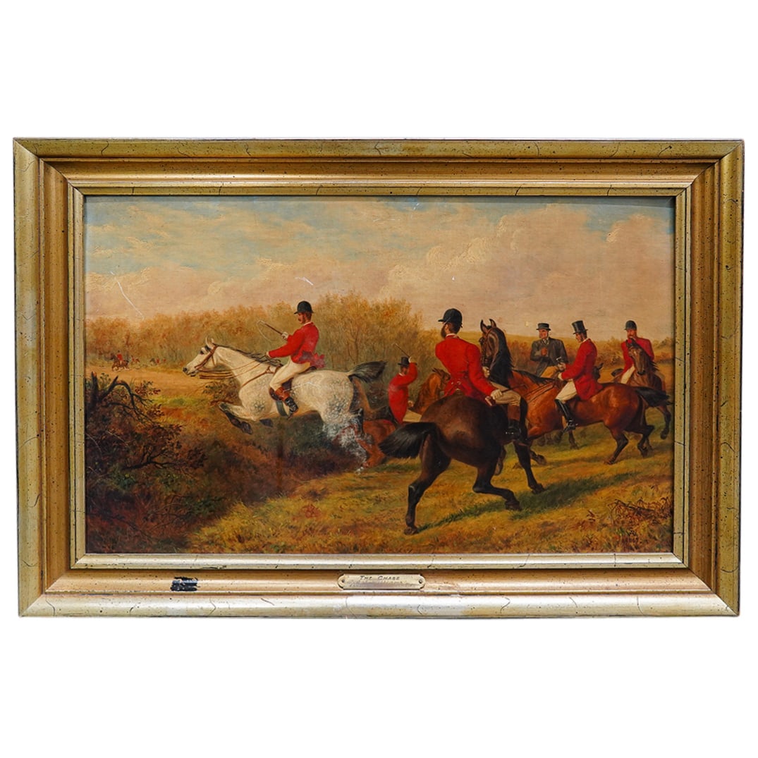 Alfred Sheldon-Williams (English, 1841-1880) "The Chase" Oil On Canvas (1 of 9)