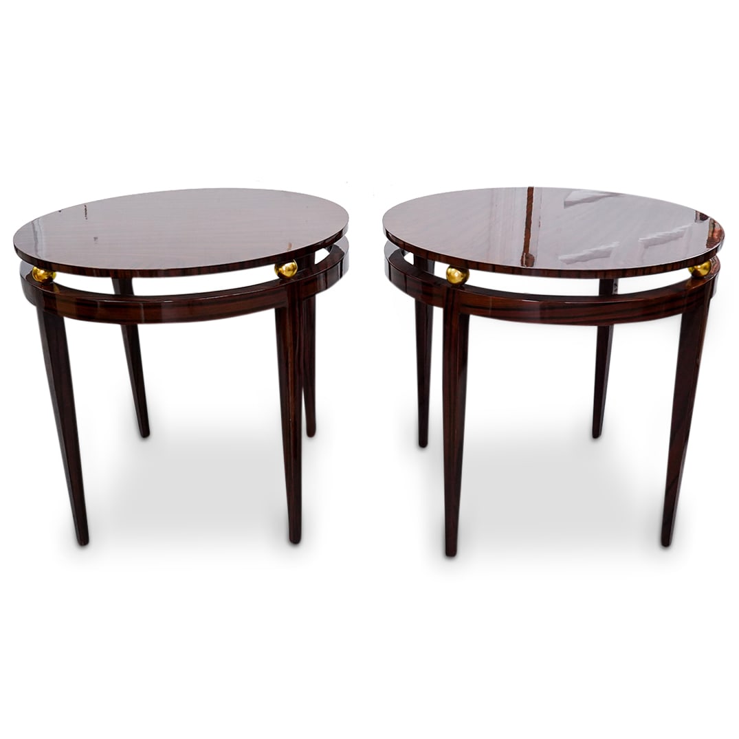 Art Deco Style Round Accent Tables W/ Gilt Spherical Accents (1 of 7)