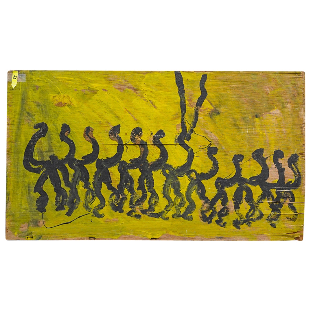 Purvis Young (1943-2010) Bipedal Figures Mixed Media (1 of 4)