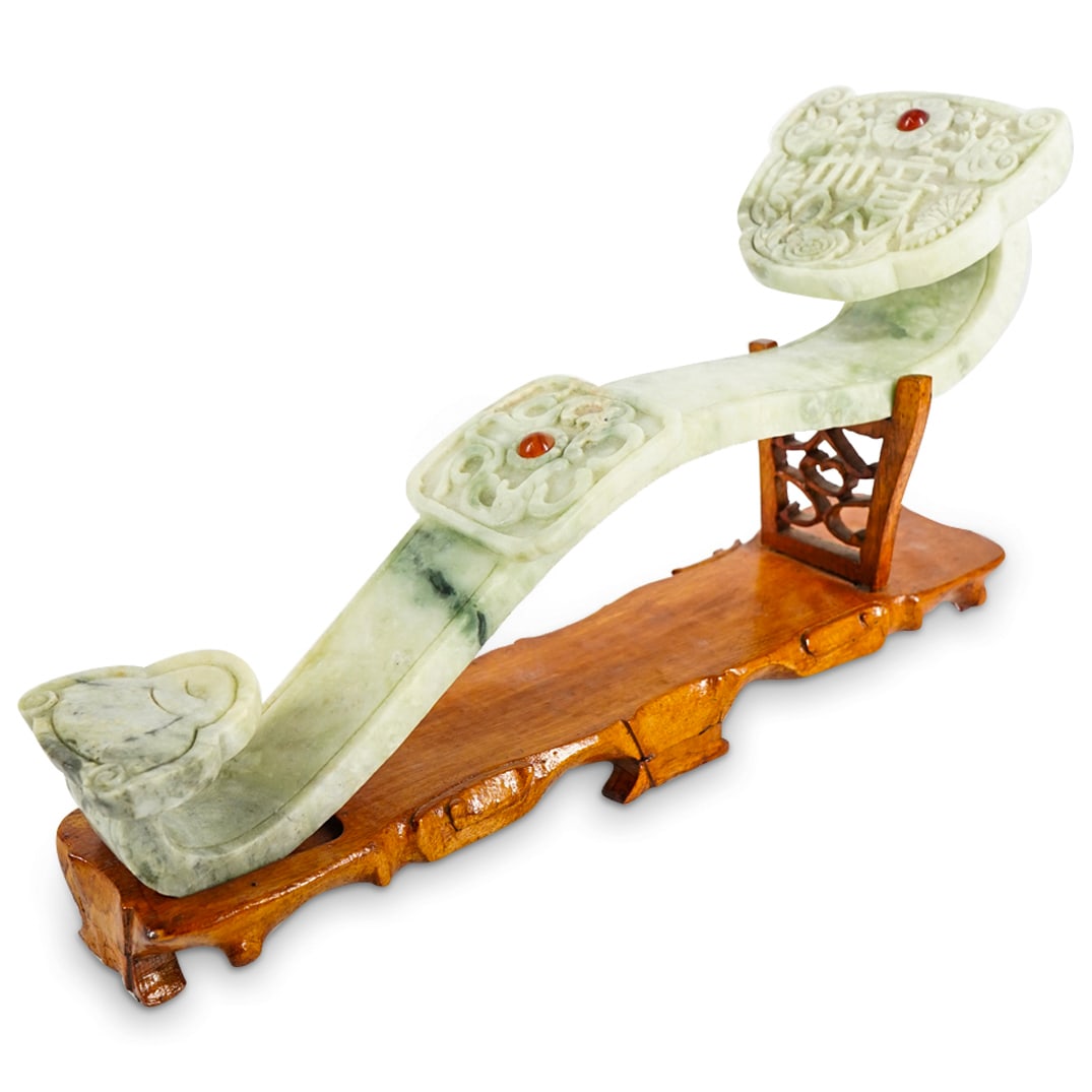 Vintage Chinese Carved Jade Ruyi W/ Stand (1 of 5)