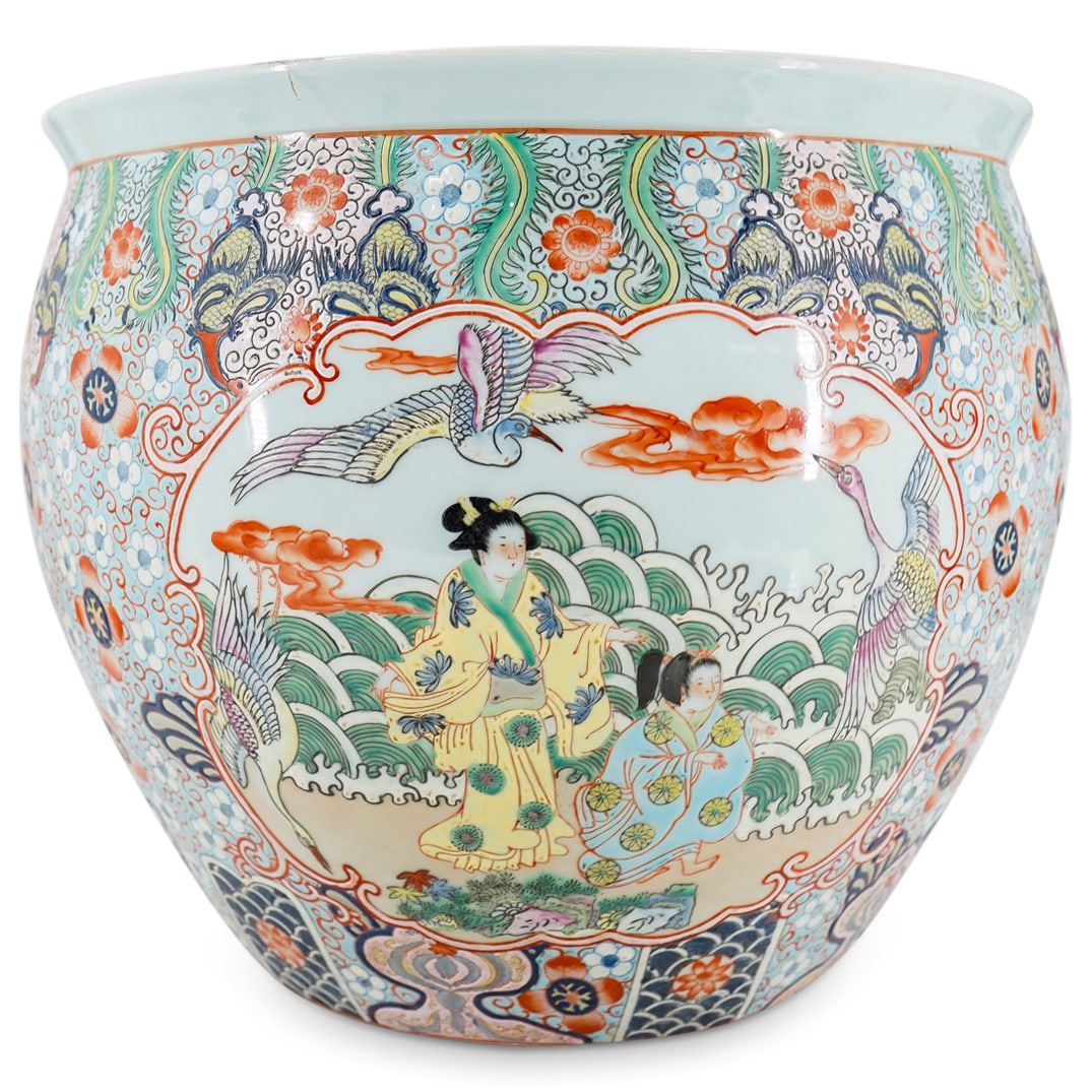 Antique Chinese Wucai Porcelain Fish Bowl (1 of 7)